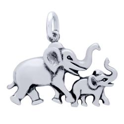 Pandantiv argint 925 cu elefant si pui de elefant [1]
